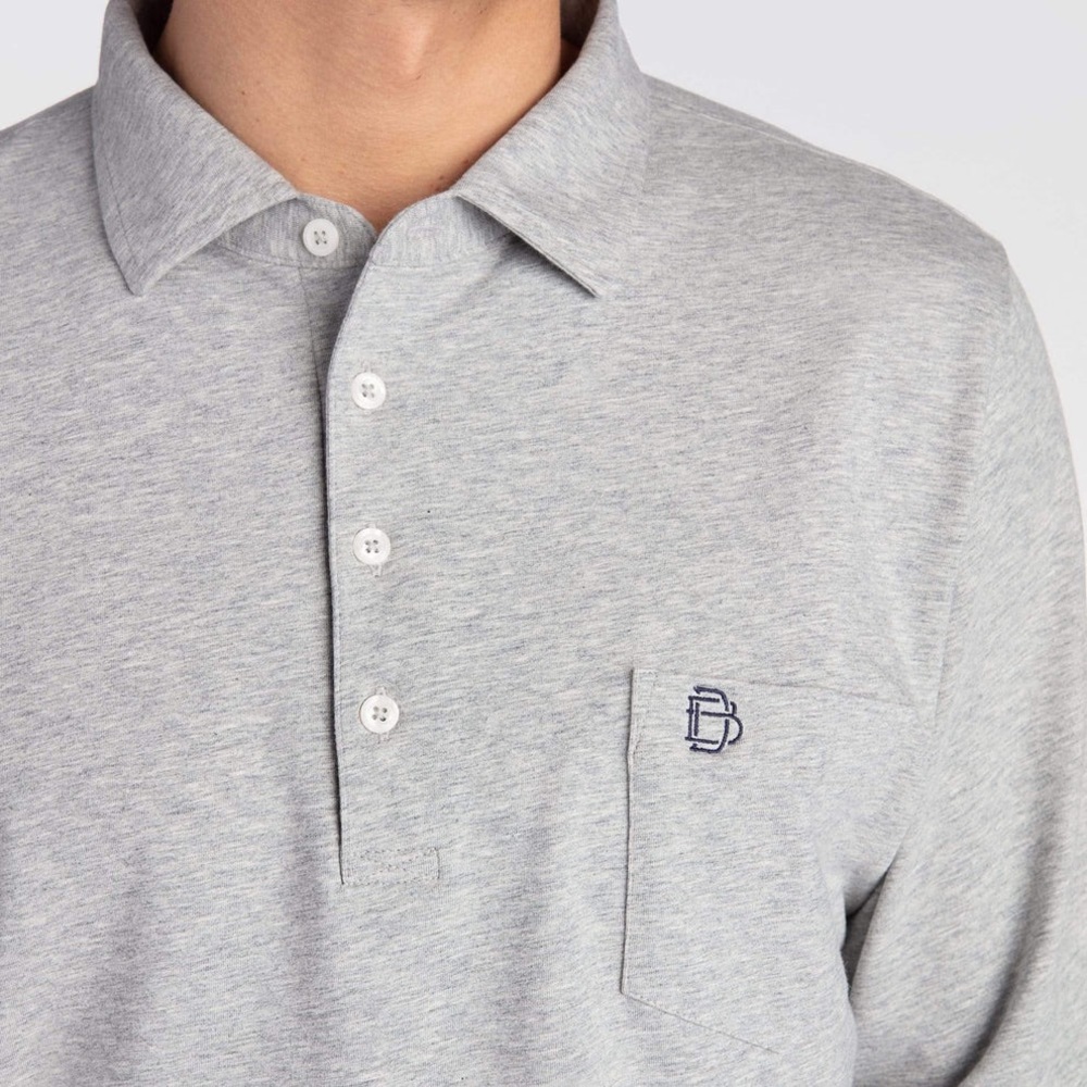 B Draddy - Jack Long Sleeve Polo - XL - Heather Grey